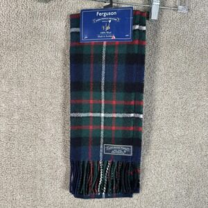 Edinburgh Ferguson Scarf Mens One Size Green Wool Tartan Plaid Made Scotland